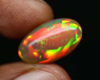 AAA Rare Brown Opal With Beautiful Fire Natural Gemstone Shape Oval Cabochon Size 17x9.5x6 mm 5.25 Cts Ethiopian Opal Use For Ring/Pendant