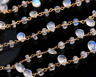 Faceted Rainbow Moonstone Rondelle Rosary chains, 4 mm Approx. Gemstone Beads