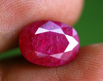4 ct Grade AAA Cutting Hot Pink Ruby Oval Cut Gemstone Egg Shape Faceted Pinkish Red Ruby Gem 11x8x4.5 mm