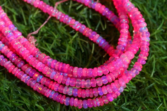Pink Ethiopian Opal Rondelles, 3-5 mm Opal Beads, Ethiopian Opal Rondelle Beads, Pink Opal Beads, Gemstone Rondelle Bead