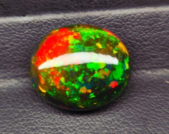 AAA+ Multi Fire Black Ethiopian Opal, Gemstone Multi Fire Black Opal Stone Cabochon Gemstone, Rainbow Fire Black Opal Jewelry Gemstone