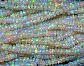 Natural Ethiopian Opal Rondelle Beads, 3-5 MM Welo Fire Opal Necklace Jewelry