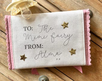 Dummy Fairy Pouch Personalised | Felt Dummy Fairy Envelope | Kids Keepsake | Dummy Fairy Pocket Gift for Kids