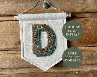Initial wall banner for kids personalised room decor