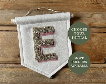 Personalised Nursery Wall Decor Pennant for Kids Room Decor Initial Felt Wall Hanging