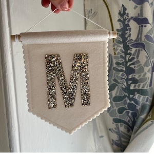 Initial wall banner for kids personalised custom kids bedroom decor pennant sign