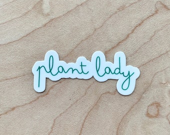 Green Plant Lady Sticker, Plant Sticker, Plant Lover Gift, Plant Laptop Sticker, Cute Plant Stickers, Water Resistant Glossy Sticker,