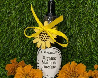 Organic Marigold Tincture | Calendula Flower Herbal Extract, Small Batch Botanical Tincture