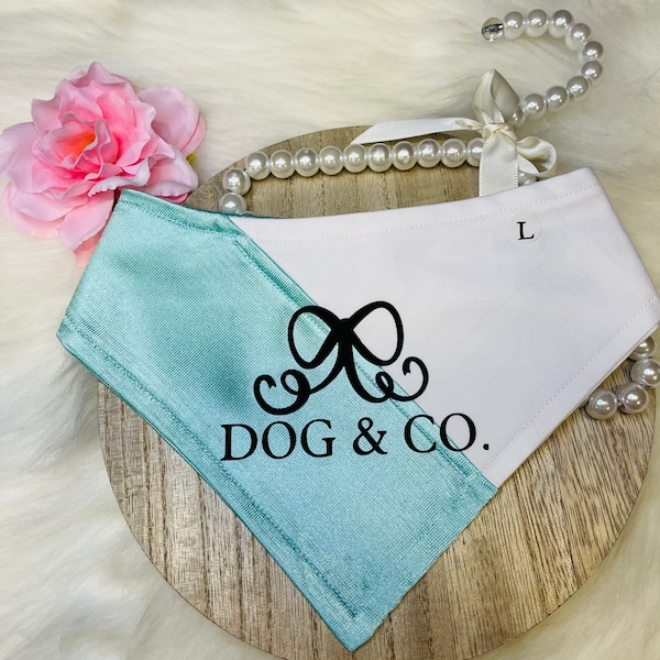 Tiffany teal blue and white dog bandana • Dog gift • Dog girl gift • dog neckwear • Holiday gift