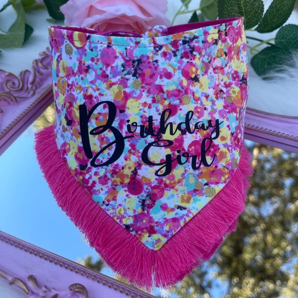 Birthday girl bandana• Pawty • barkday • Dog birthday party bandana