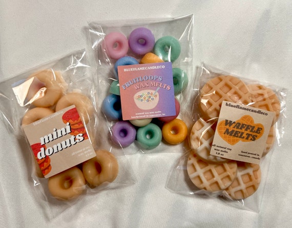 3 Pack | Waffle Melts, Fruit Loop Melts, Mini Donut Melts | Set of 3 Food  Wax Melts (Soy Wax, Natural Wax Melts, Gifts for Her, High Scent)