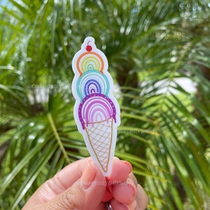 Rainbow Ice Cream | Weatherproof Vinyl Sticker | Waterproof Sticker | Rainbows | Ice Cream | Cute Sticker