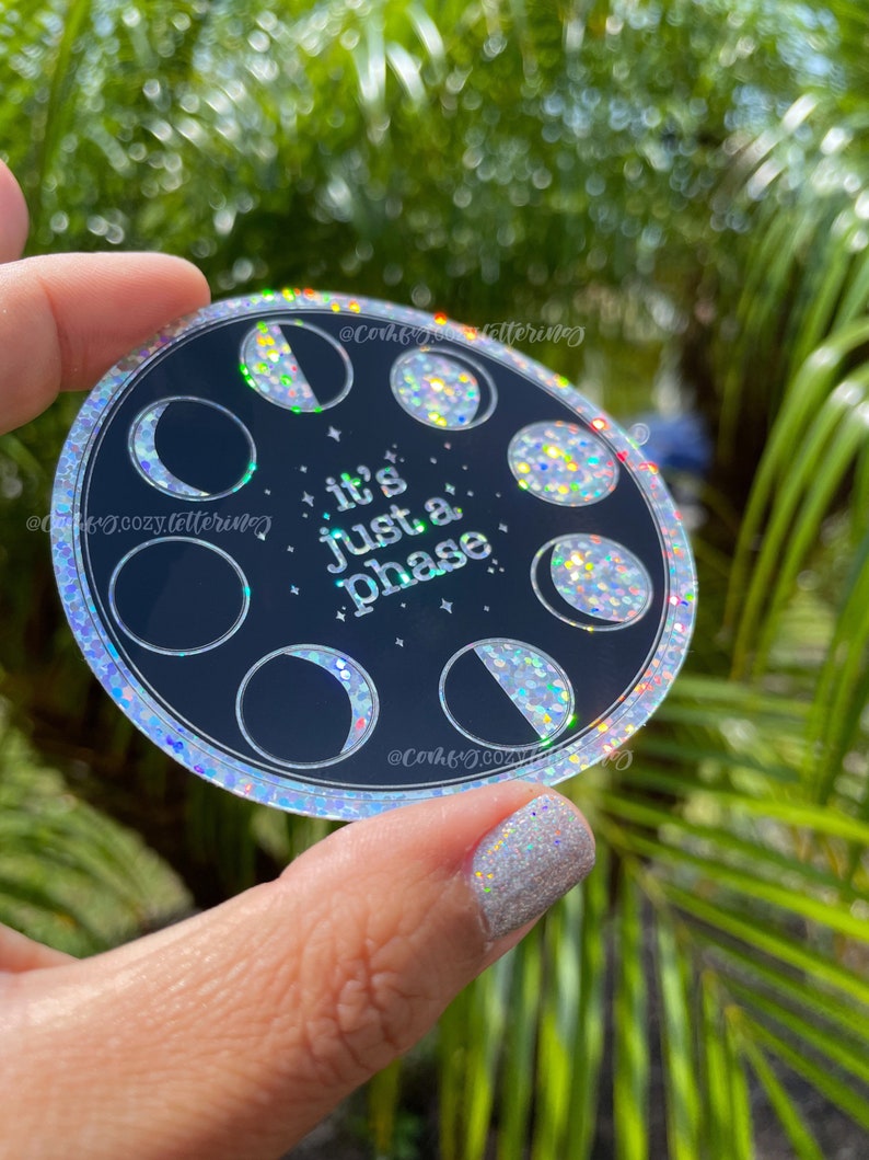Moon Phases Glitter Sticker - Weatherproof Vinyl Lunar Decal - Etsy