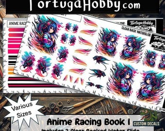 Anime Racing Dragons - Waterslide Decals for Your favorite Hobby, Models Derby
