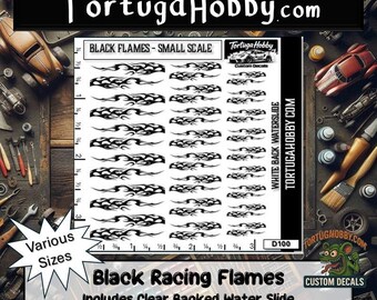 Black Flames I - Small Scale 1:64 Waterslide Decals for Your favorite Hobby, Models Derby