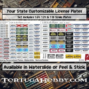 All Scales Custom License Plate Decals - Model Cars, Your State Your Way