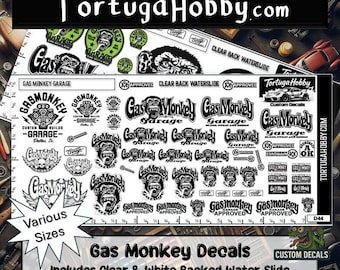 Gas Monkey Water-Slide Decals: 1/24, 1/18 & 1/64 Scale Models