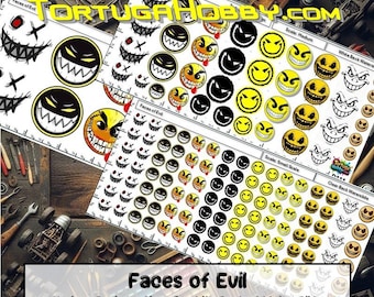 Faces of Evil Decal Set - Waterslide Decals for Models, Derby Cars and More