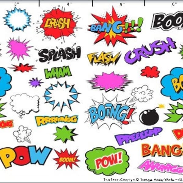 Comic Book Fun - Stickers or Decals - Personalize Your Diorama, Car, Truck or Any Project