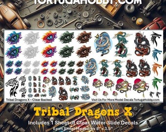 Tribal Dragons X - Personalize Your Diorama, Car, Truck, Derby Car or Any Project