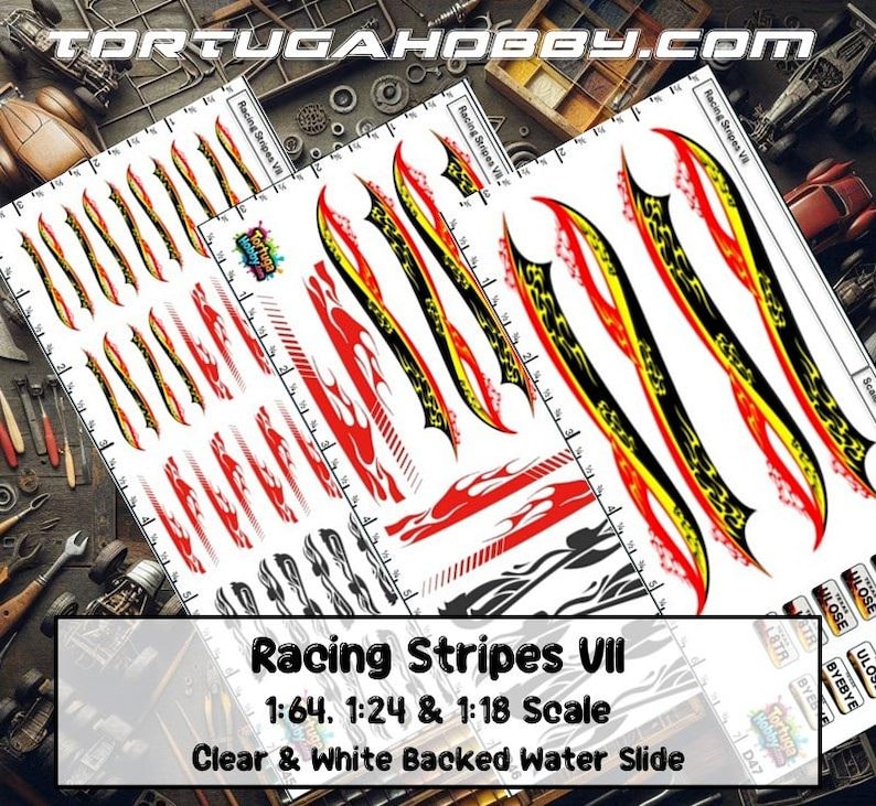 Racing Stripes VII: 1/24 Scale Model Car Waterslide Decals - Etsy