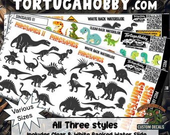 Dinosaur Waterslide Decals - Great for Models, Derby or Other Projects