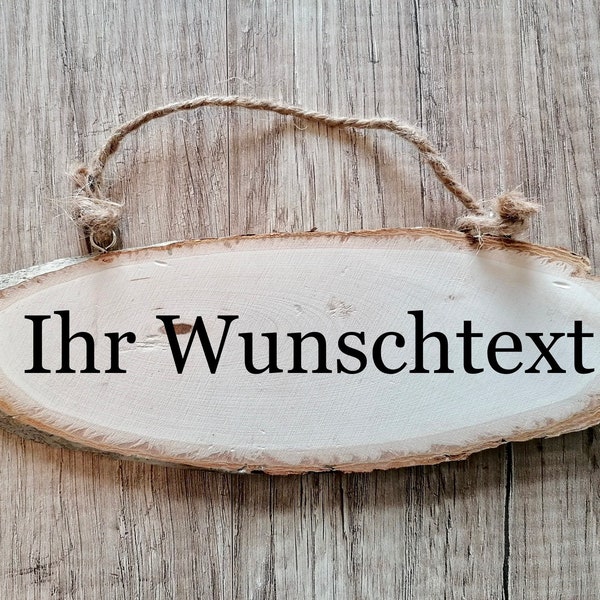 Holzschild Natur Rinde mit personalisierter Gravur Holz Baum als Geschenk oder Deko Wudeko