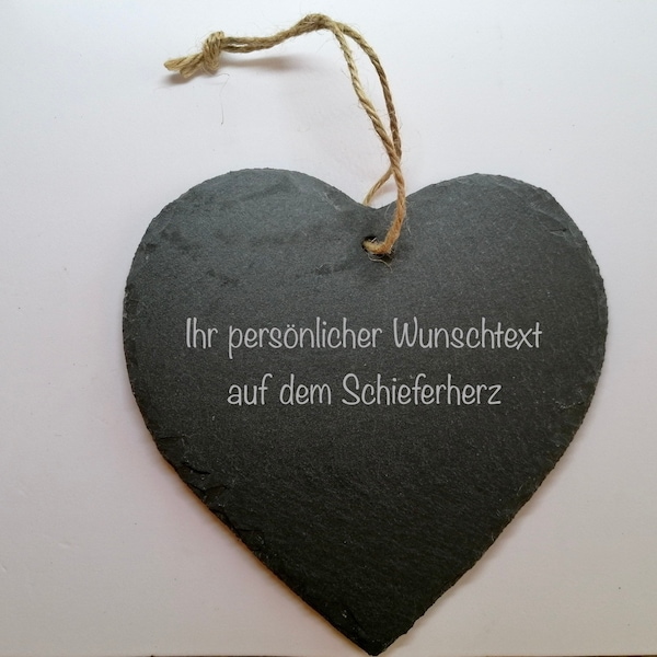 Schieferherz Platte Gedenkplatte Schild zum Aufhängen mit personalisierter Gravur Trauertafel 15cmx15cm Wudeko