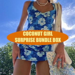 Coconut Girl Surprise Bundle Box Thrifted Clothing Box vintage blue palette summer style gift for her birthday personalized gifts Christmas