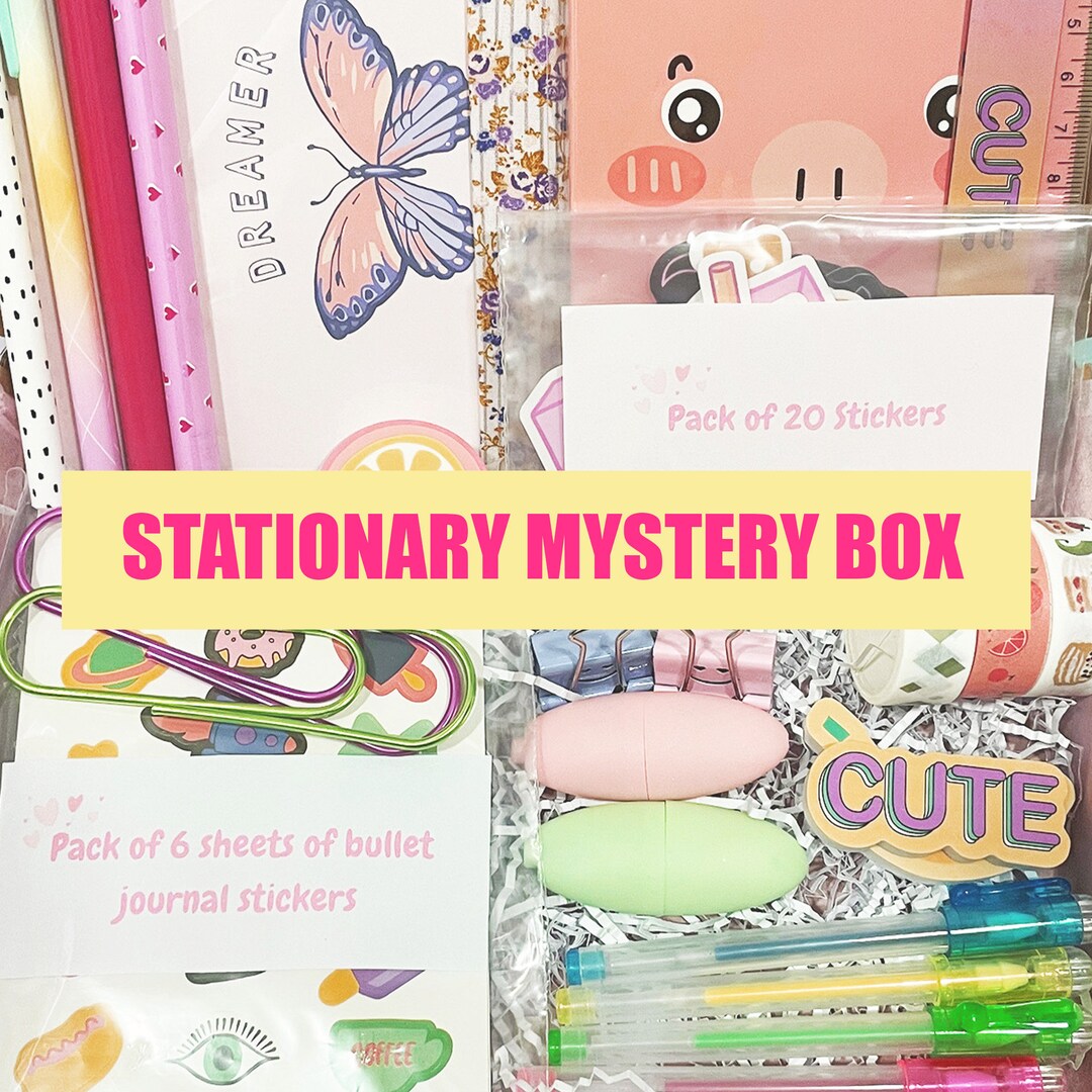 Stationery Mystery Box. Gift Box. Scrapbook. Surprise Box. Stickers