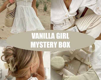 Vanilla Girl Mystery Box Pacchetto di abbigliamento usato Scatola a sorpresa Scatola di vestiti vintage Scatola stile vintage tavolozza beige Scatola di buon San Valentino