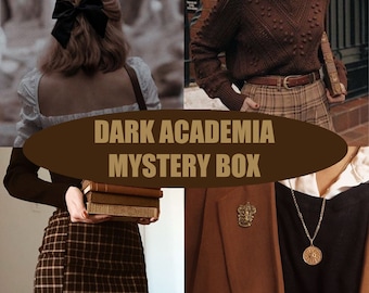 Dark Academia Mystery Box Pacchetto di abbigliamento usato Scatola a sorpresa Scatola di vestiti vintage Scatola stile vintage tavolozza marrone Regalo di compleanno Festa della mamma