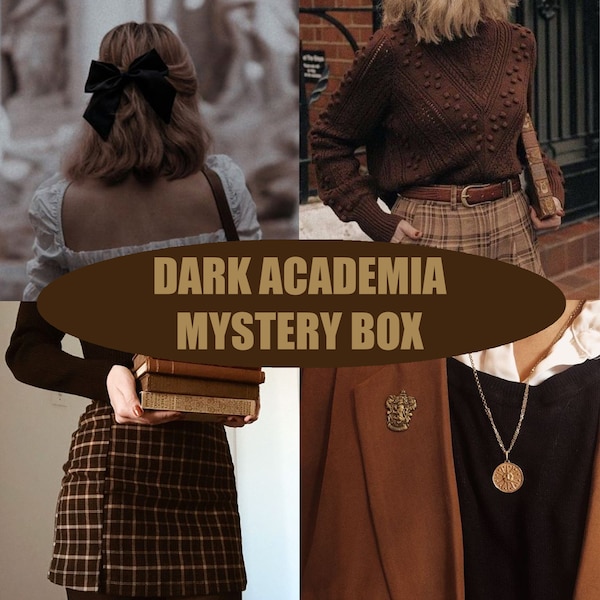 Dark Academia Mystery Box Thrifted Clothing Bundle Surprise Box vintage clothes vintage style box brown palette Birthday Gift Mothers day