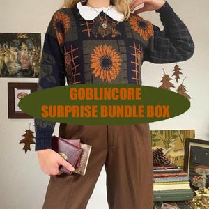 Boîte paquet surprise Goblincore boîte à vêtements vintage boîte à vêtements vintage palette verte marron style printemps cadeau pour son anniversaire personnalisé