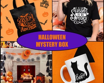 Halloween Mystery Box Überraschungsbox Spooky Season Halloween Bundle T-shirt Tassen Tote Bag Aufkleber Kerze Halloween Decor Geschenkbox Geburtstagsbox