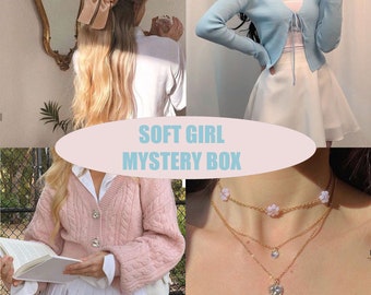 Soft Girl Mystery Box Paquete de ropa de segunda mano Caja sorpresa ropa vintage caja de estilo de desgaste vintage Colores pastel Caja feliz día de San Valentín