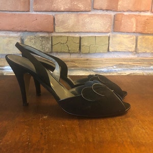 Vintage 1970s Black Garolini Slingback Heels image 2