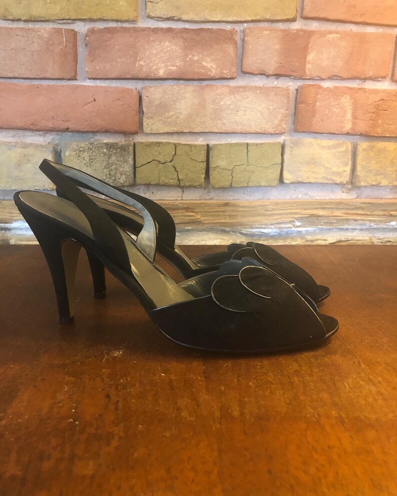 Vintage 1970s Black Garolini Slingback Heels image 2