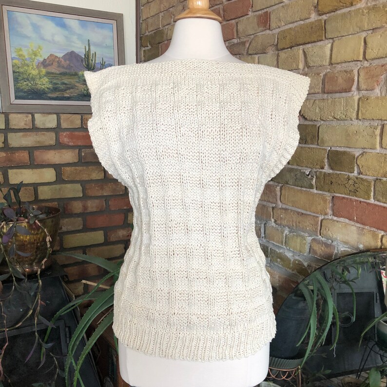 Vintage 80s hand knit sweater vest size medium image 1