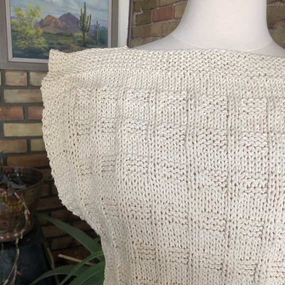Vintage 80s hand knit sweater vest size medium - image 4