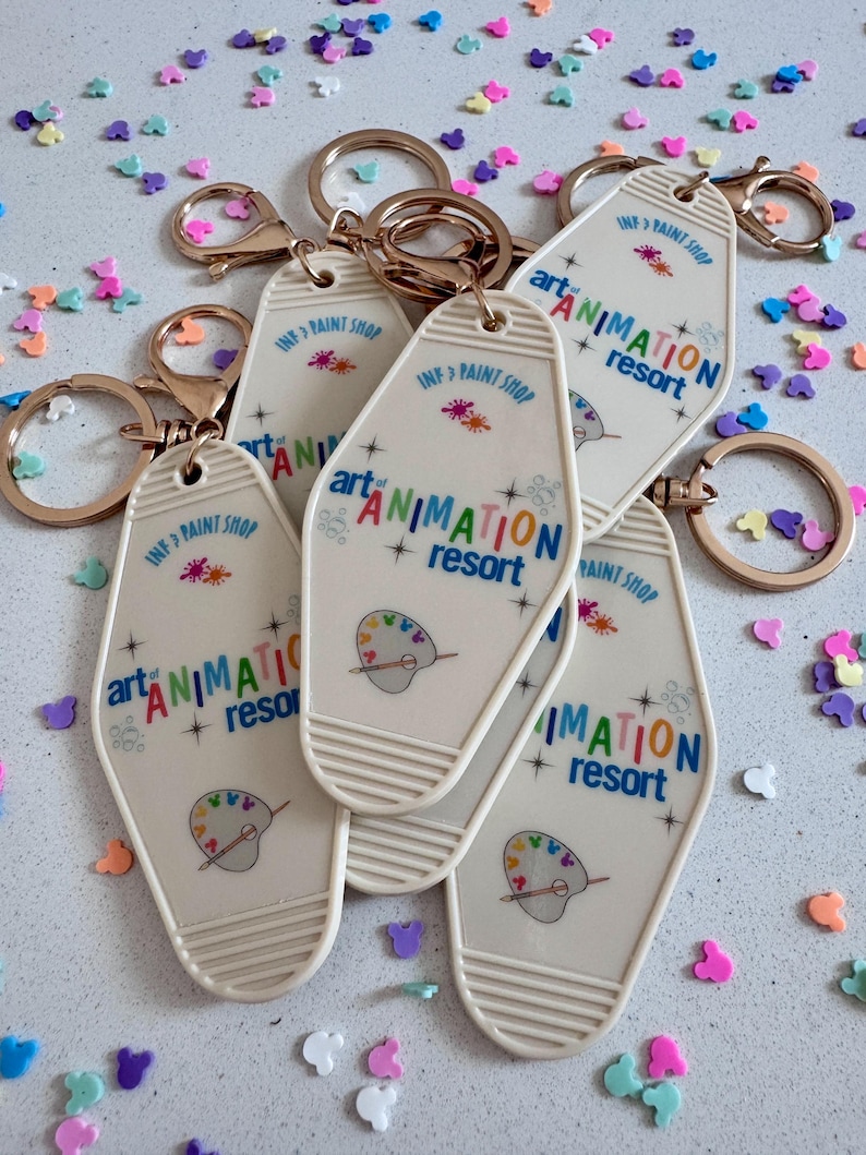 Disney Inspired Motel Keychain | Retro Motel Keychain | AoA Keychain | POP Century Keychain | Riviera Keychain | Caribbean Beach Keychain bild 3