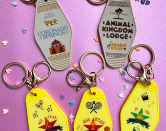 Disney Resort Keychain | Disney Inspired Motel Keychain | Retro Motel Keychain | Animal Kingdom | Coronado Springs | All Star |