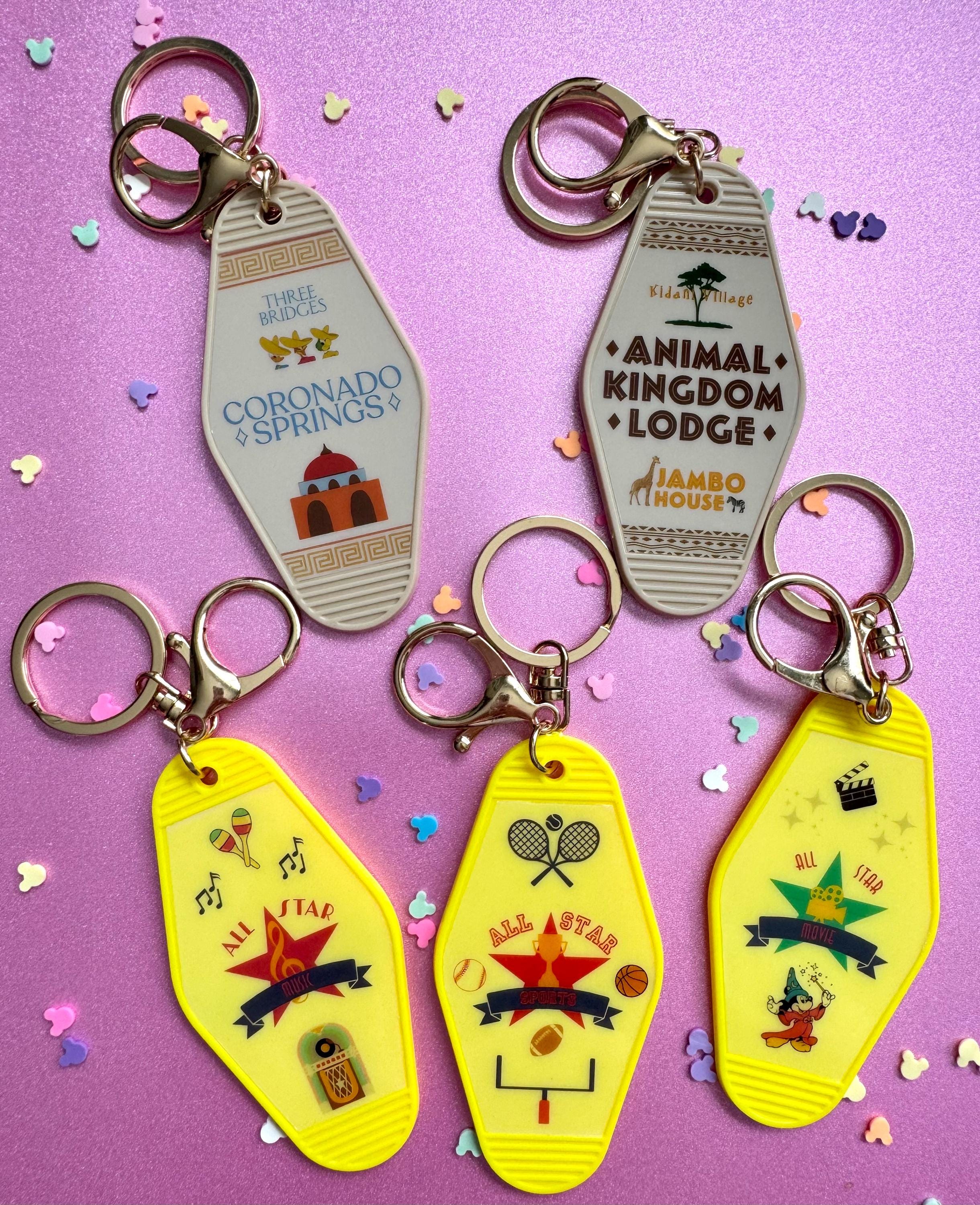 Disney Resort Keychain | Disney Inspired Motel Keychain | Retro