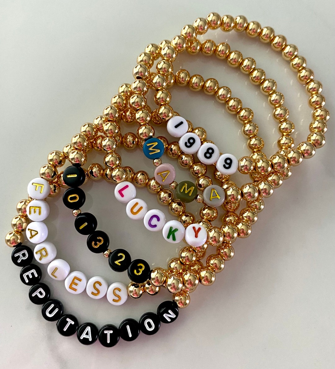 6mm 14k Gold Plated Beaded Name Bracelet | Personalized Beaded Name ...