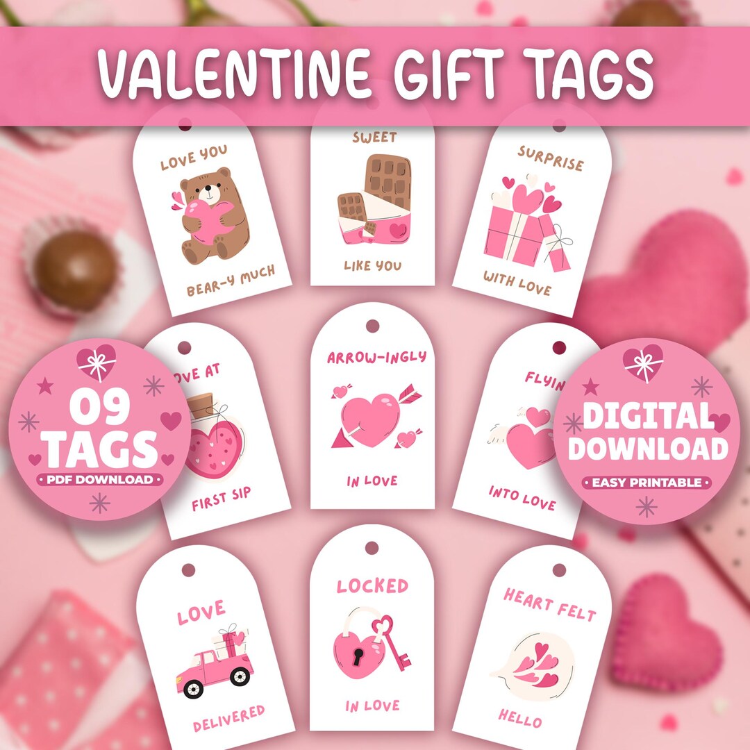 Valentine Gift Tags, Kids Love Cute Printable Kids Valentine Tags ...