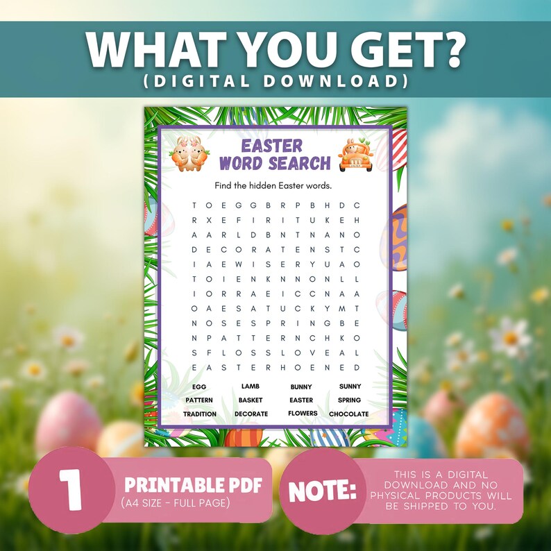 Easter Word Find Game, Easter Word Search Game, Printable Easter Game ...