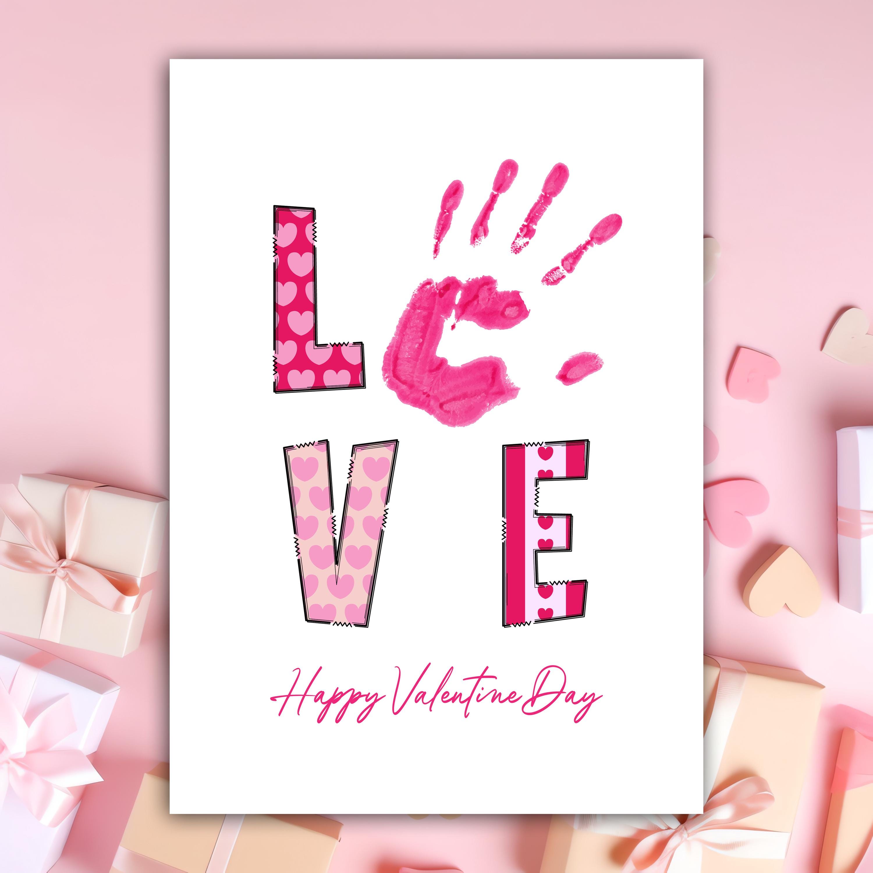Hand Rip Valintines Valentine's Handprint Art Bundle, Valentine's Craft, Valentine's ...