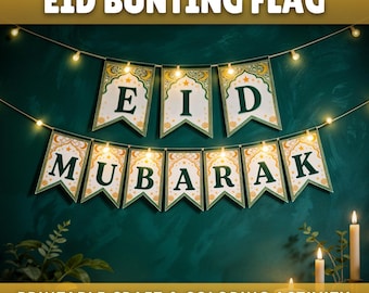 Baner na Eid Mubarak do druku, flagi na Eid, baner dekoracyjny na Eid, dekoracje na Ramadan Eid, baner na imprezę islamską, baner na Eid do druku, PDF