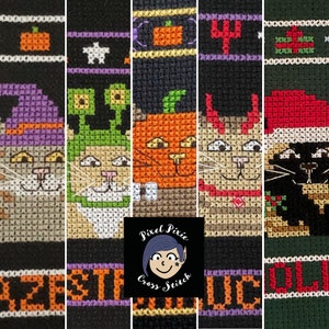 Halloween Cats | Pixel Pixie Cross Stitch (Choose from Astro, Hazel, Lucy, Punkin & Holly)