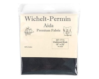 Wichelt Permin Premium AIDA Cross Stitch Fabric - 14 Count, Chalkboard Black, 18x25 Inches - View #6